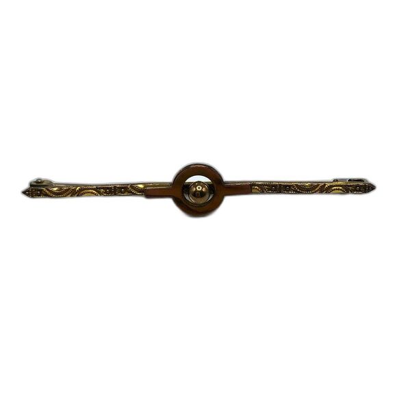 Vintage Bar Brooch Pin Gold Costume Midcentury - Picture 1 of 4